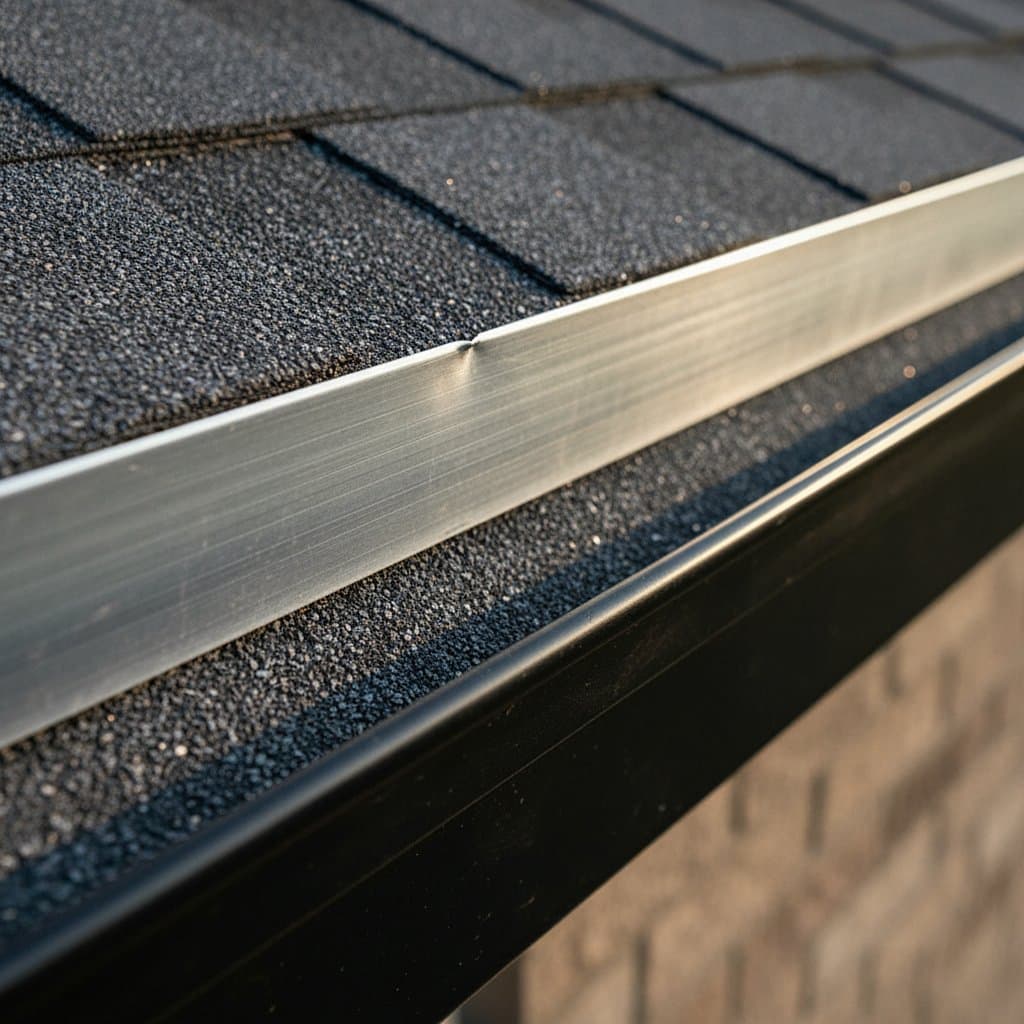 Ridge cap shingles on a new Dearborn asphalt roof